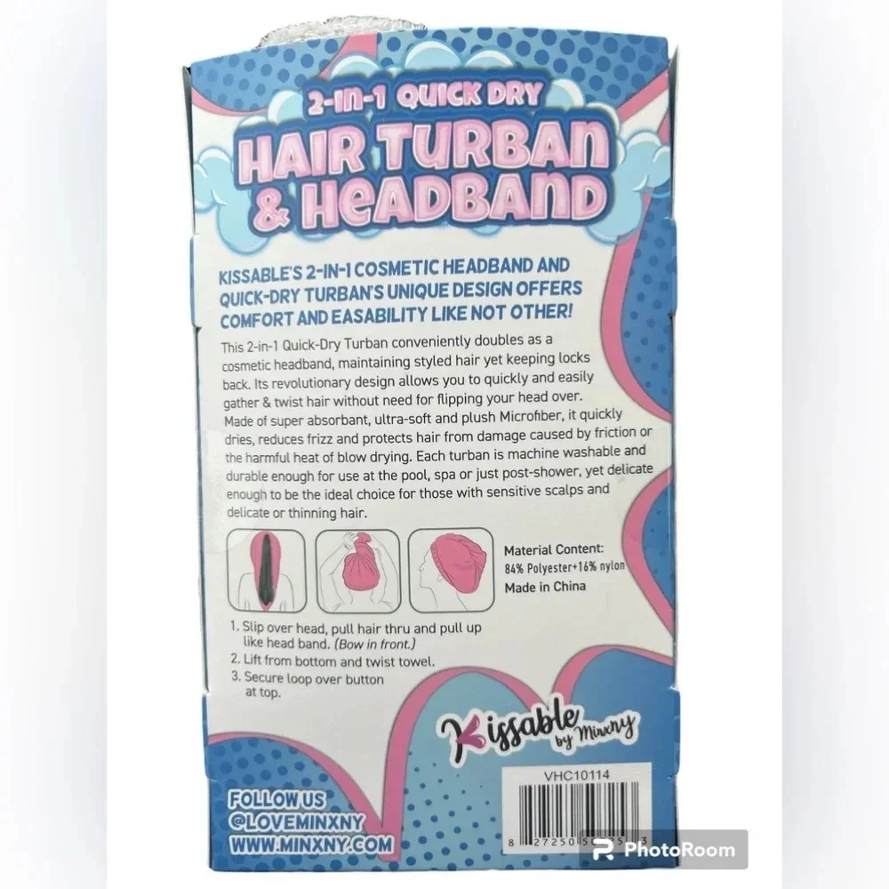NWT 2 in 1 Quick Dry Hair Turban and Headband